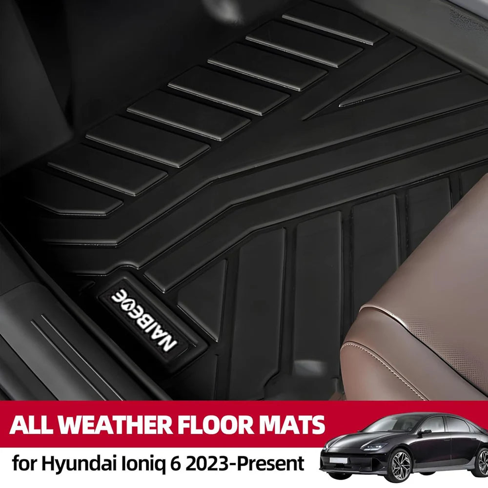 All Weather TPE Waterproof Floor Mats for 2023 2024 2025 Hyundai Ioniq 6 Trunk Mat 1st & 2nd Row Liner Cargo Liner Accessories
