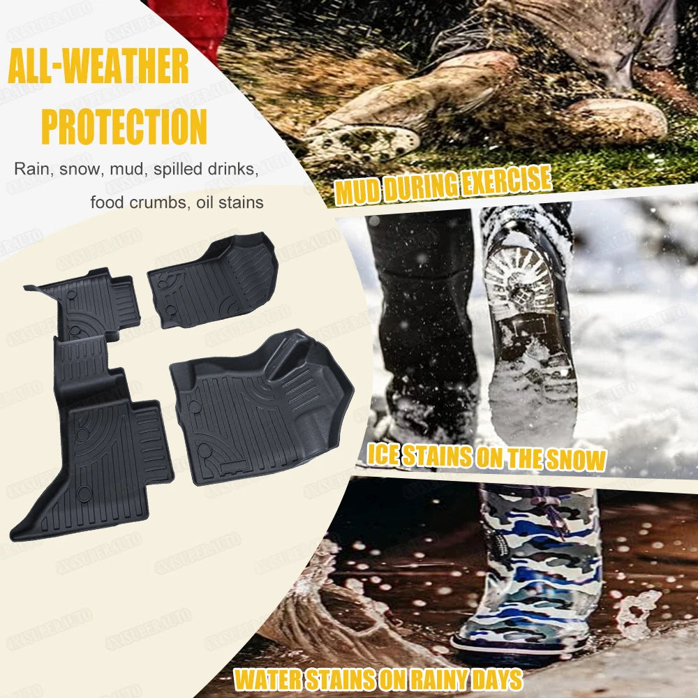 3D TPE Floor Car Floor Mats for Ford Ranger 2012-2021 T6 T7 T8 PX PX2 PX3 Wildtrak XLT Xl Double Cab PICKUP 4X4 Car Accessories