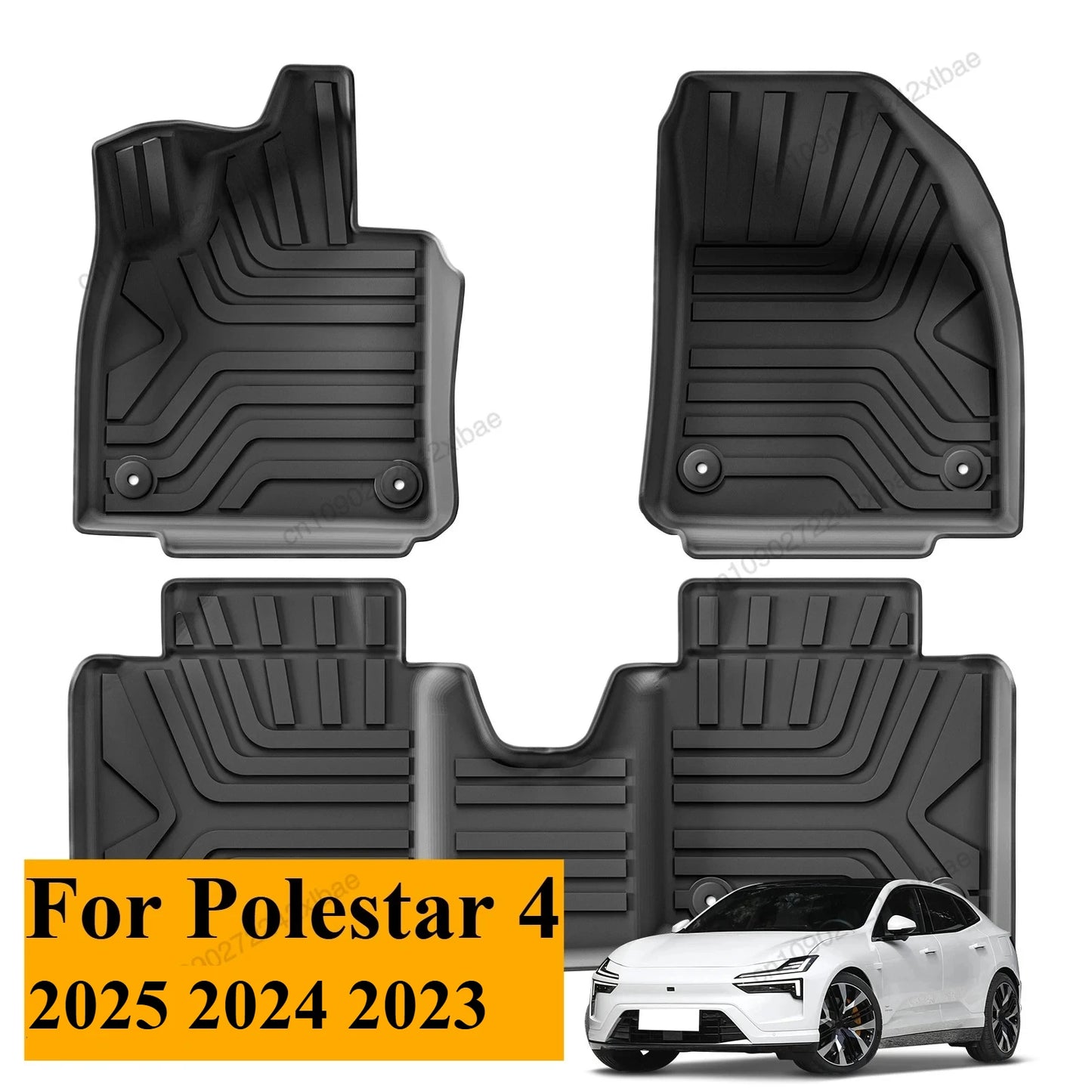 Car Floor Mats Cargo Liner Trunk Pad TPE 3D Foot Mat Waterproof All Weather BLACK For Polestar 4 2025 2024 2023