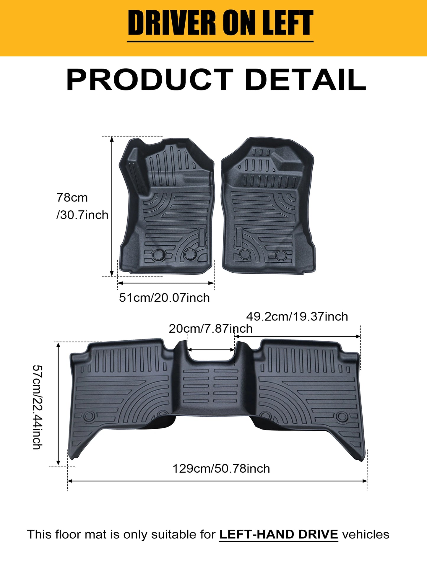 3D TPE Floor Mats for Ford Ranger Next Gen 2023 2024 Wildtrak XLT XLS XL Raptor Anti-Slip Waterproof Interior Accessories