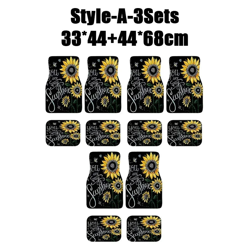Antique Oriental Turkish Persian Carpet Car Floor Mats 4-Piece for Front Rear Seats Durable Floor Carpet Heavy Duty Rubber Back