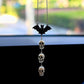 Halloween Car Interior Decoration Black Bat & Skull Pendant For Auto Rearview Mirror & Halloween Party Decor Car Accessories