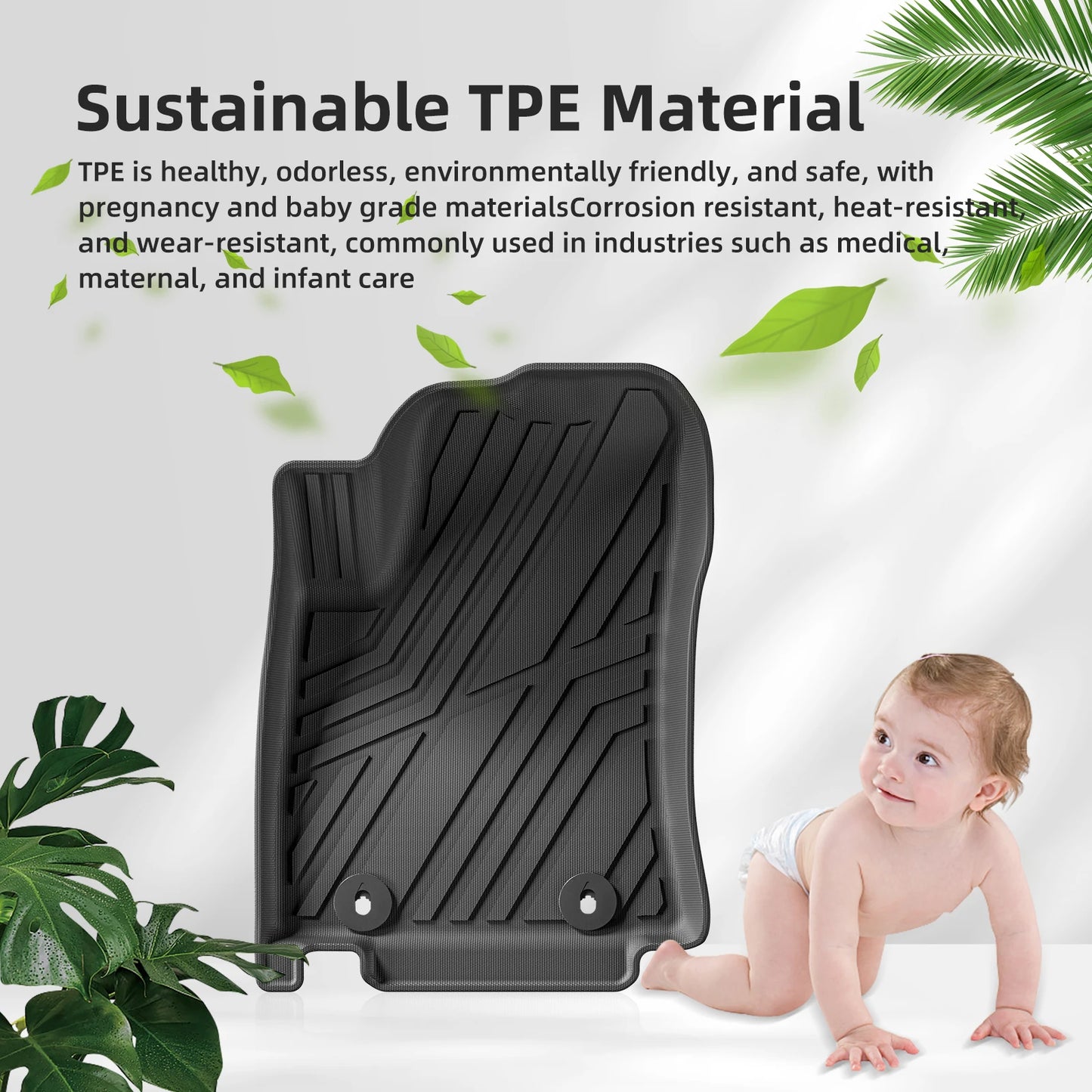 SMABEE for Hyundai Kona Electric 2024 2025 TPE 3D Car Rear Trunk Pad Cargo Liner Trunk Mat All Weather Black