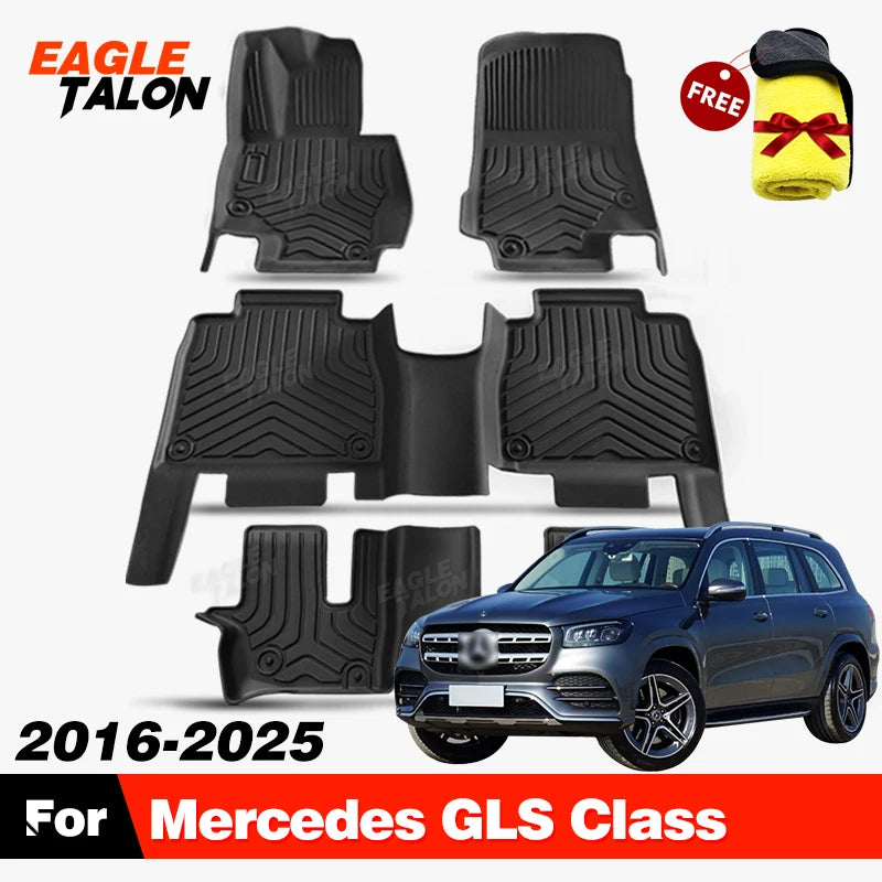 For Mercedes-Benz GLS 2020-2025 2024 2023 2022 2021 All-Weather TPE Car Floor Mat Carpet Cover Interior Protector Accessories
