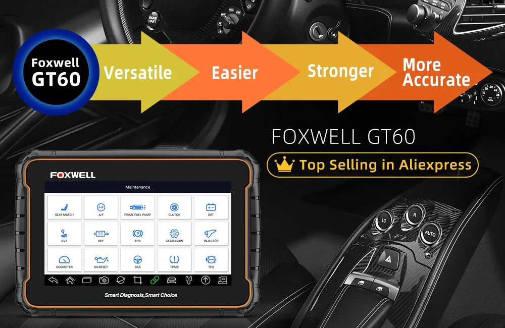 Foxwell GT60 OBD2 Automotive Scanner Biretional Control All System Car Code Reader EPB A/F 24 Reset ODB 2 Car Diagnostic Tool