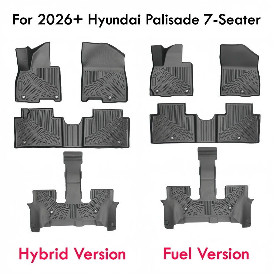 TPE Floor Mats For 2026 2025 Hyundai Palisade 7-Seater Cargo Mat Backrest Mat 2nd 3rd Row Car Floor Liner All Weather Protection