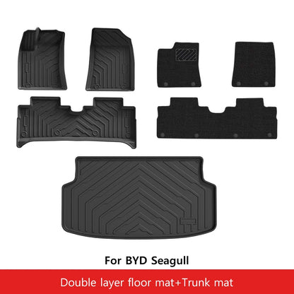 Car Floor Mats For BYD Seagull 2023 - 2024 TPE Trunk Liner Double Layer Foot Carpets Anti - Slip Wear Resistant Protective Pads
