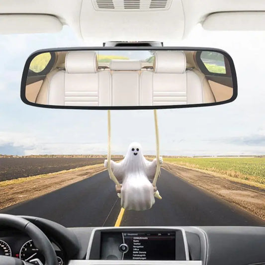 Swinging Car Ghost Halloween Pendant Swinging Charm Car Mirrors Decorations Exquisite Cute Car Interior Rear View Mirrors