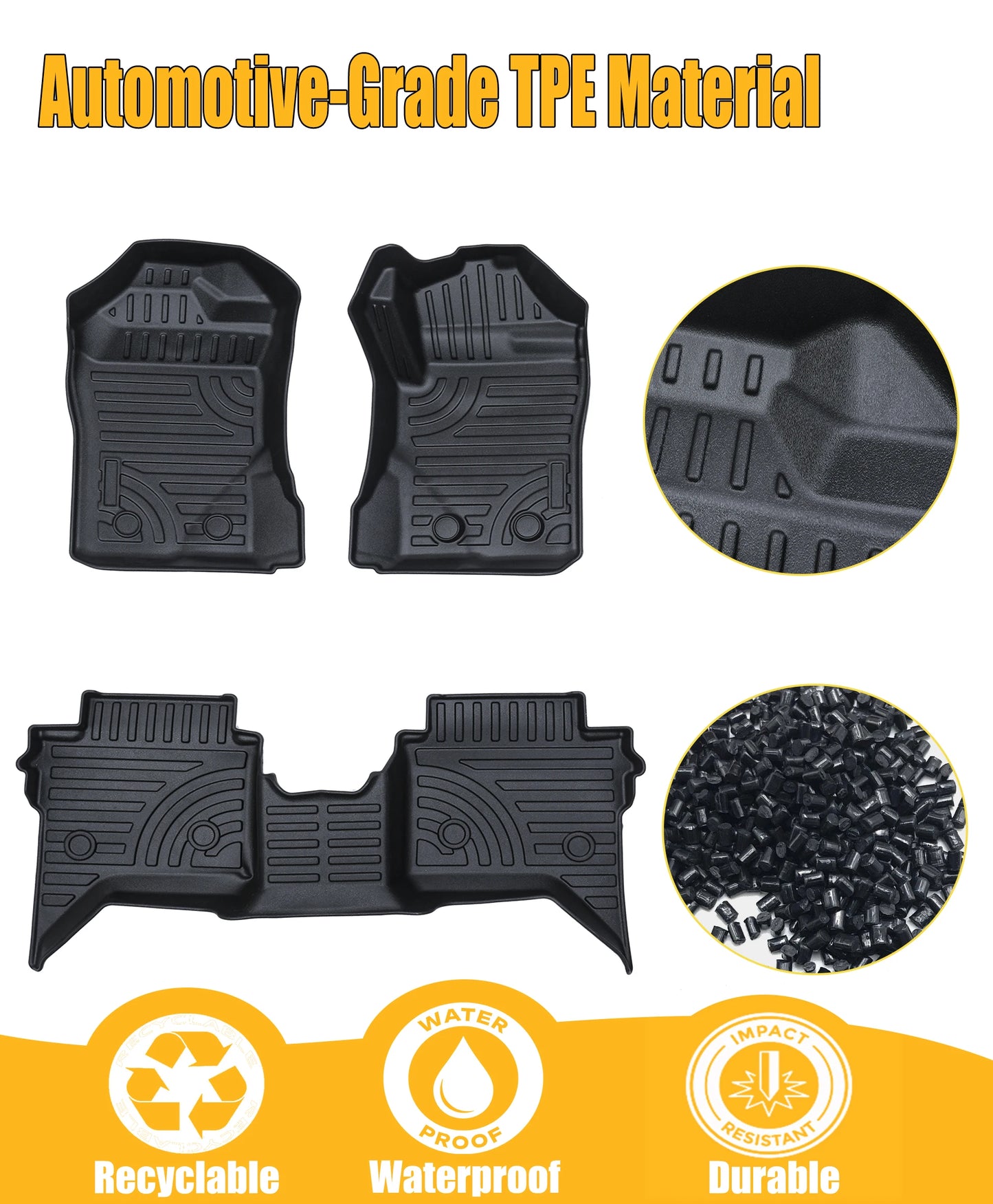 3D TPE Floor Mats for Ford Ranger Next Gen 2023 2024 Wildtrak XLT XLS XL Raptor Anti-Slip Waterproof Interior Accessories