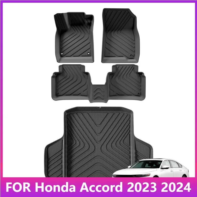 TPE 3D Car Floor Mats Cargo Liner Trunk Pad For Honda Accord 2023 2024 Floor Mats All-Weather Auto Accessories