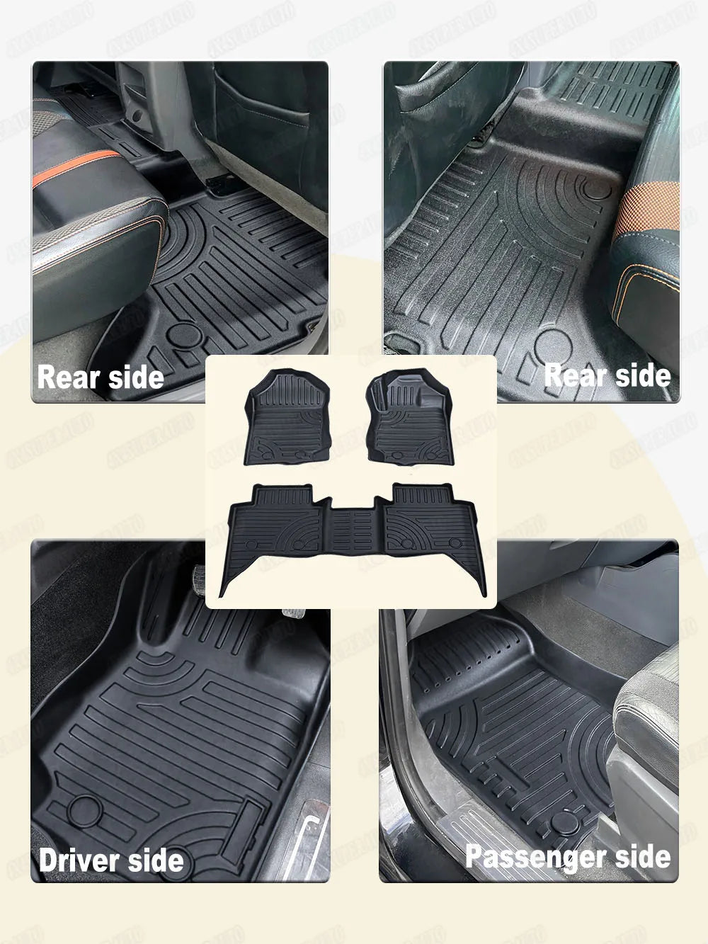 3D TPE Floor Car Floor Mats for Ford Ranger 2012-2021 T6 T7 T8 PX PX2 PX3 Wildtrak XLT Xl Double Cab PICKUP 4X4 Car Accessories