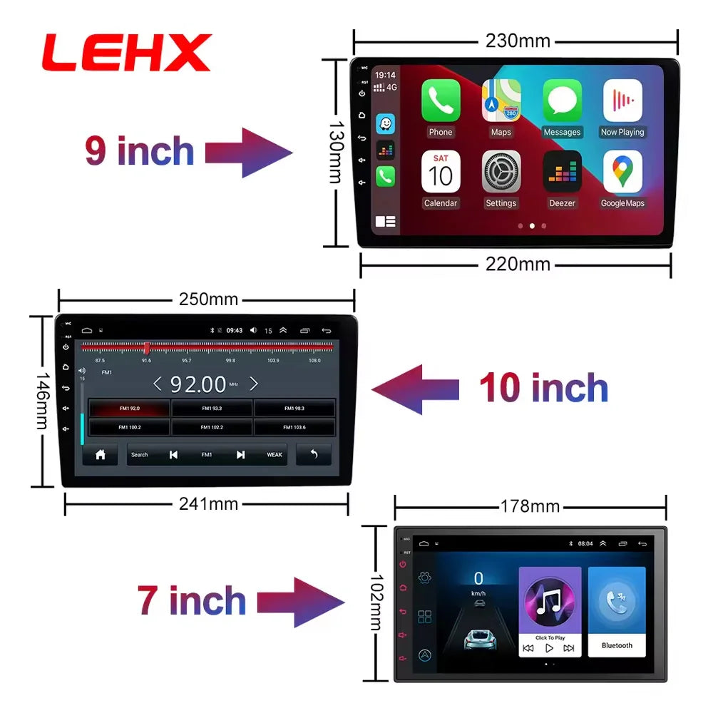 LEHX Universal 9/10 inch Wireless Carplay 2din Android 15 Car Radio Multimedia Video Player AutoRadio GPS Navigation 4G WiFi