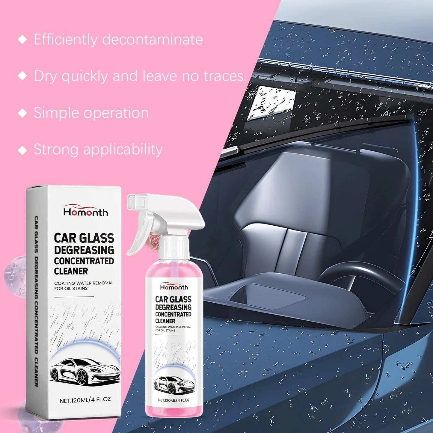 Car Windshield Oil Film Remover Powerful Auto Glass Window Stain Removal Concentrated Cleaner Front Windscreen Cleaning Spray