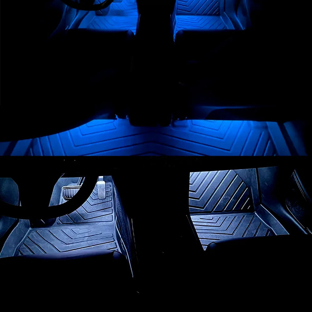 1-4LED ambient light, car interior floor light, connected to ACC power supply 12V RED WHITE 6000K BLUE YELLOW GREEN PINK