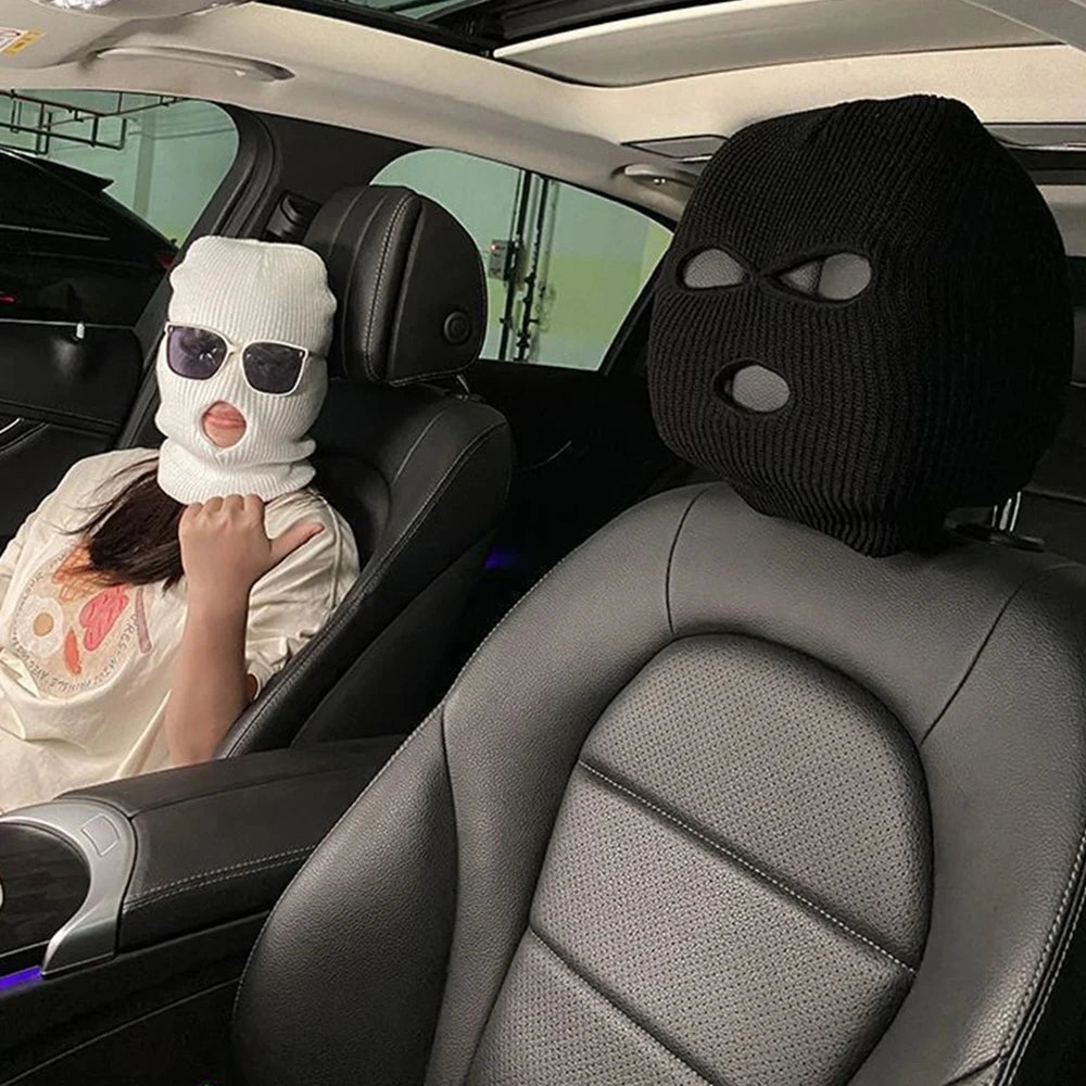 Halloween Funny Car Decoration Universal Car Headrest Cover Decoration Three Hole Headrest Cover Funny Car Seat Headcover