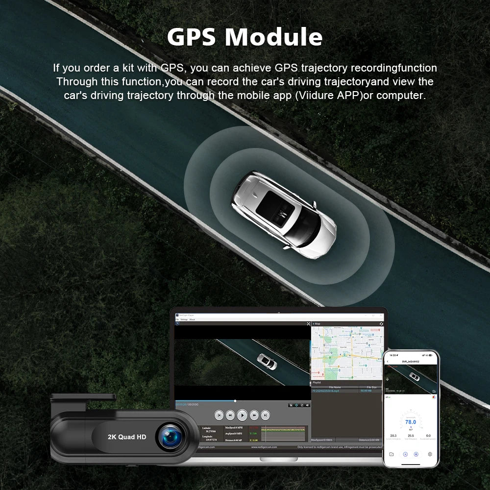 Dash Cam WiFi 2.5K,Car Camera with APP,Dashcams with WDR Night Vision, 24H Parking mode, Loop Recording, G-Sensor,GPS Module