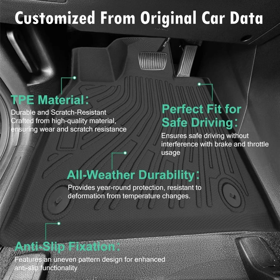 TPE Floor Mats For 2026 2025 Hyundai Palisade 7-Seater Cargo Mat Backrest Mat 2nd 3rd Row Car Floor Liner All Weather Protection