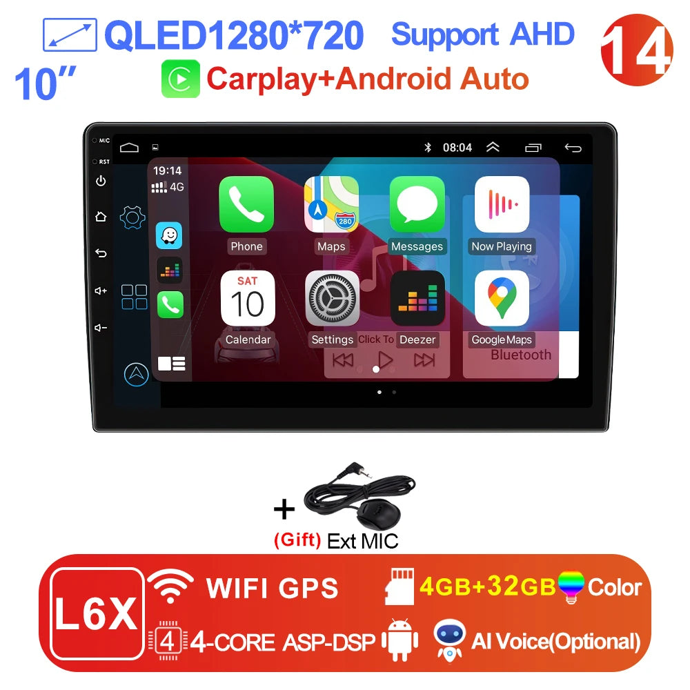 LEHX Universal 9/10 inch Wireless Carplay 2din Android 15 Car Radio Multimedia Video Player AutoRadio GPS Navigation 4G WiFi