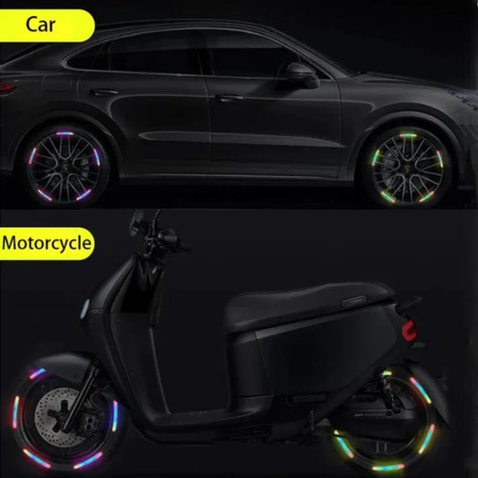 For Car Motorcycle, Bicycle Wheels, Seven-Color Laser Car Decoration Accessories Anti-Collision Reflective Warning Stickers