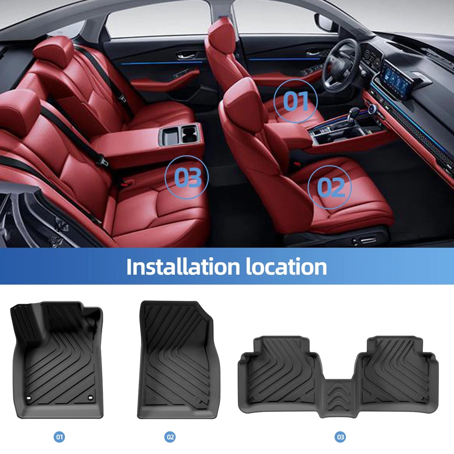 TPE 3D Car Floor Mats Cargo Liner Trunk Pad For Honda Accord 2023 2024 Floor Mats All-Weather Auto Accessories