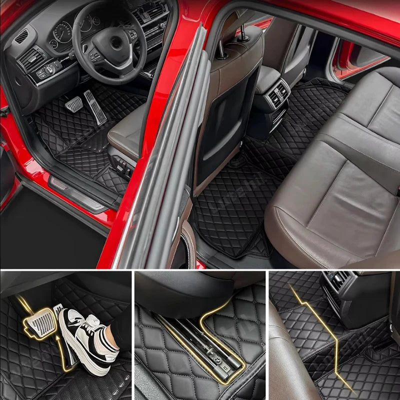 Custom Car Mats For Dacia Duster 2021~2023 Leather All Weather Waterproof Non-Slip Diamond Full Covered Personalized Black Red
