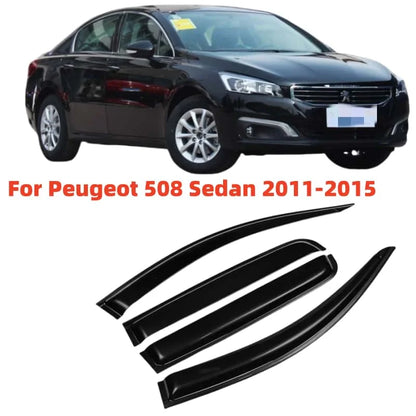 For Peugeot 508 Sedan 2011-2015 Window Visors Rain Guard Side Vent Deflector Weathershield Moulding Trim Cars Accessories