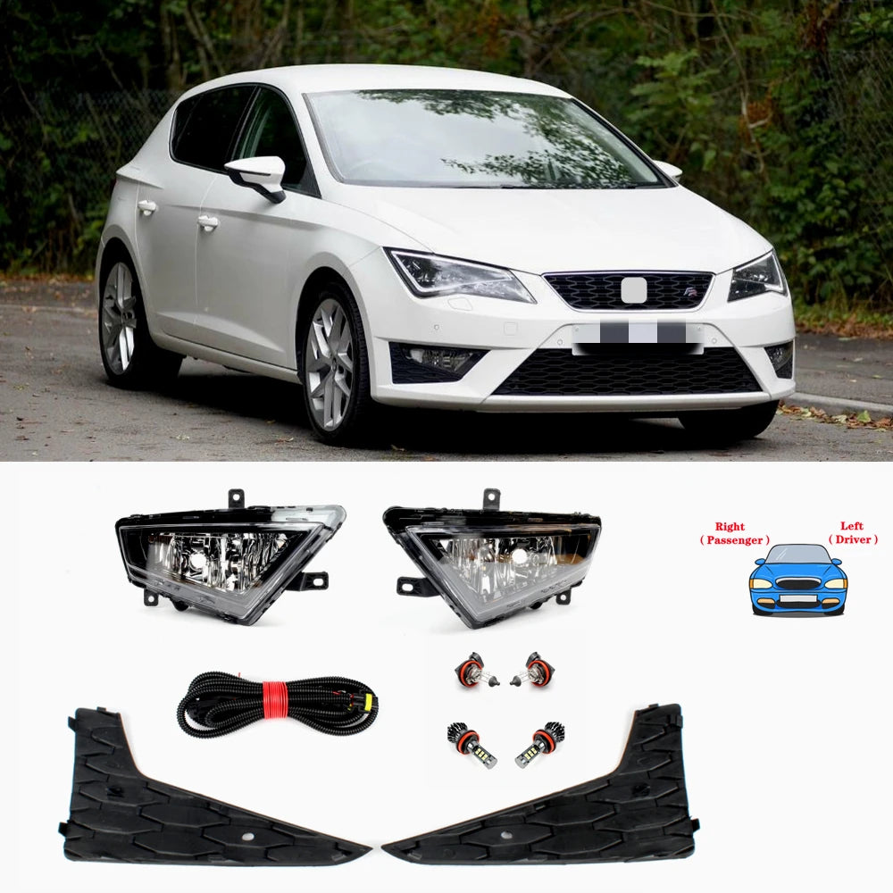 Halogen /LED Car Lights For Seat Leon FR 2013 2014 2015 2016 2017 Front Bumper Fog Light Lamp Light Grille And Wire Assembly