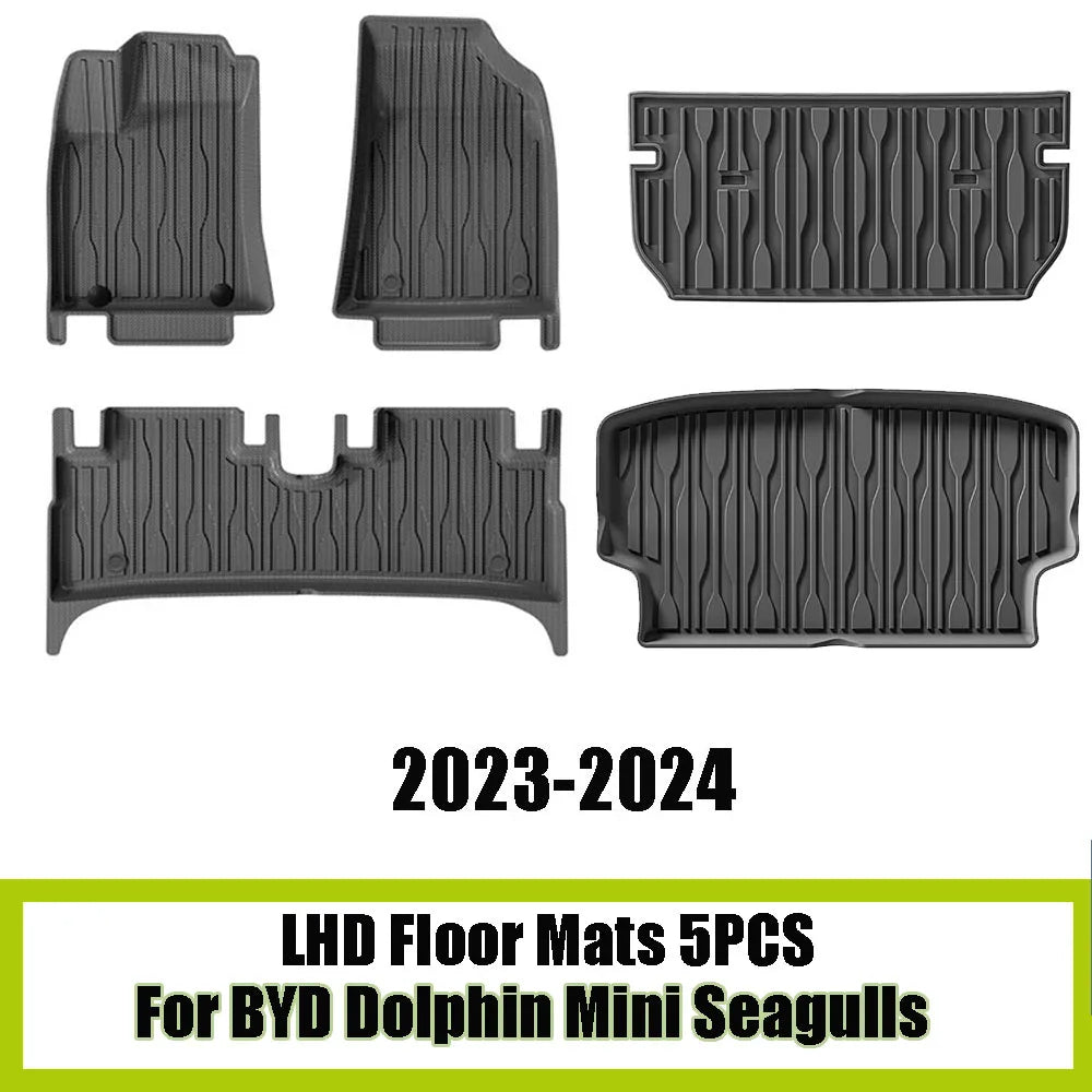 TPE Floor Mats For BYD Dolphin Mini Seagulls 2024 2025 Trunk Mats Waterproof Non-slip Carpet Back Seat Protector Boot Liner Tray