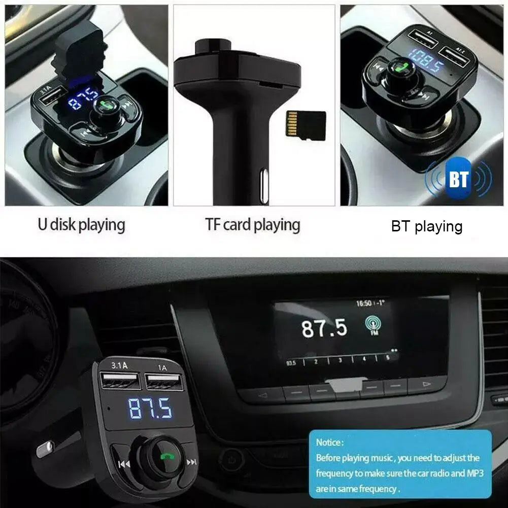 Bluetooth 5.0 Car Dual USB Fast Charger FM Transmitter Bluetooth Handsfree Car Kit Audio Modulator MP3 Player Audio Receiver
