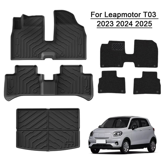 For Leapmotor T03 2023 2024 2025 TPE Floor Mats Rear Trunk Mats Layer Foot Pads Salon Carpet Full Cover Interior Car Accessories