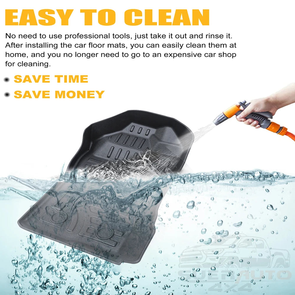 3D TPE Floor Mats for Ford Ranger Next Gen 2023 2024 Wildtrak XLT XLS XL Raptor Anti-Slip Waterproof Interior Accessories