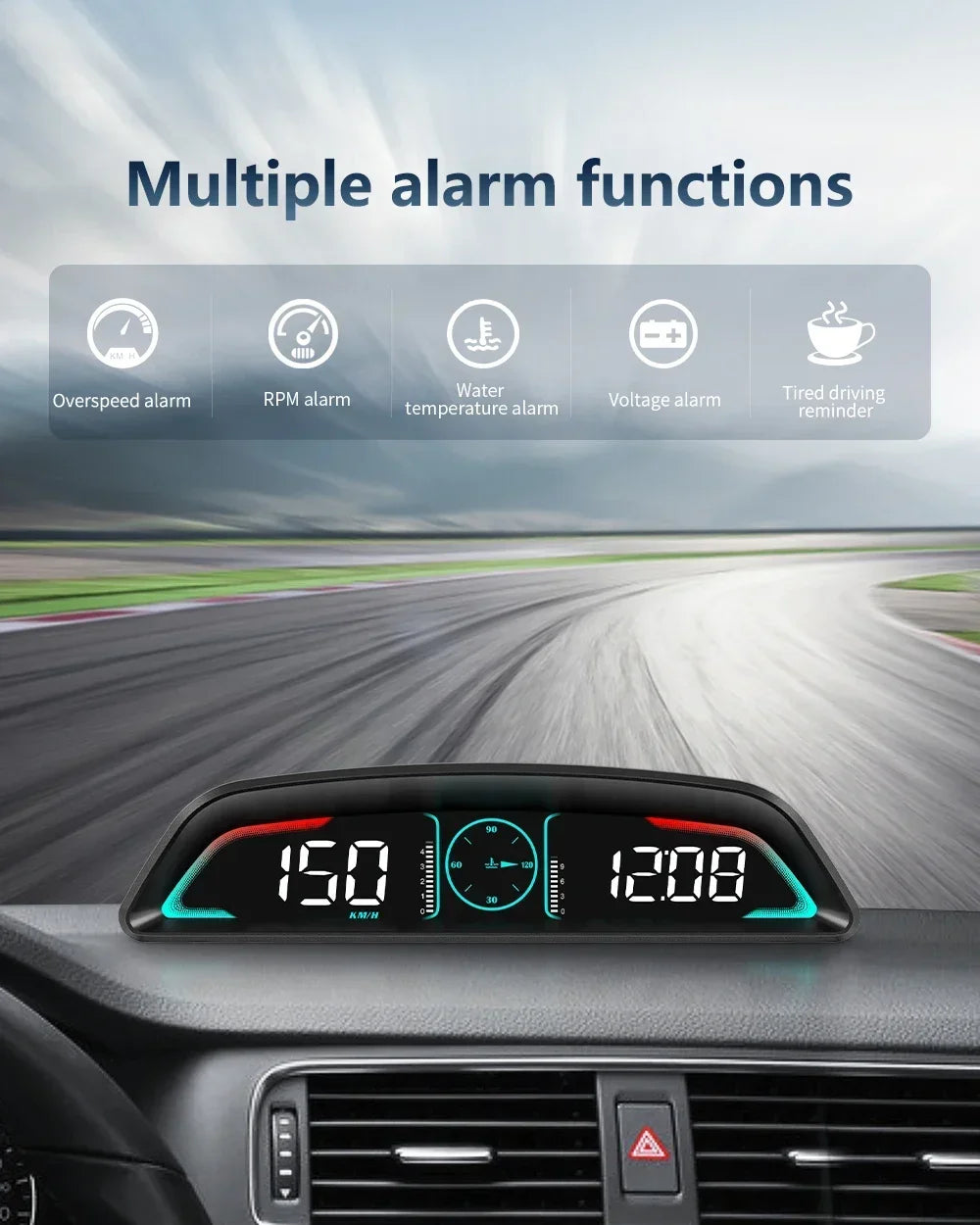 B3 Speedometer Head Up Display OBD2 HUD Car Tachometer Water Temp With Alarm Auto Fuel Consumption Volt Meter Gauge