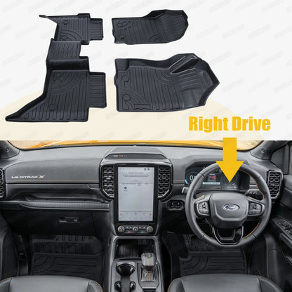 3D TPE Floor Car Floor Mats for Ford Ranger 2012-2021 T6 T7 T8 PX PX2 PX3 Wildtrak XLT Xl Double Cab PICKUP 4X4 Car Accessories