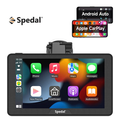 7" IPS Touchscreen Portable Car Stereo with Wireless CarPlay and Android Auto CarPlay Screen for Car, Portrait & Landscape