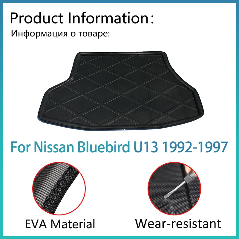 For Nissan Bluebird Altima U13 Accessories 1992~1997 Auto Trunk Mat Floor Tray Liner Cargo Boot Carpe Waterproof Anti-slip EVA