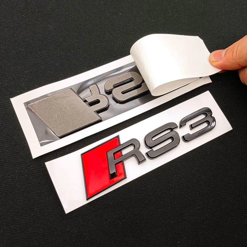 3D ABS RS3 RS4 RS5 RS6 RS7 RS8 Car Body Rear Trunk Emblem Decal Badge Sticker For Audi A3 S3 A4 S4 A5 A6 A7 S7 Auto Accessorie