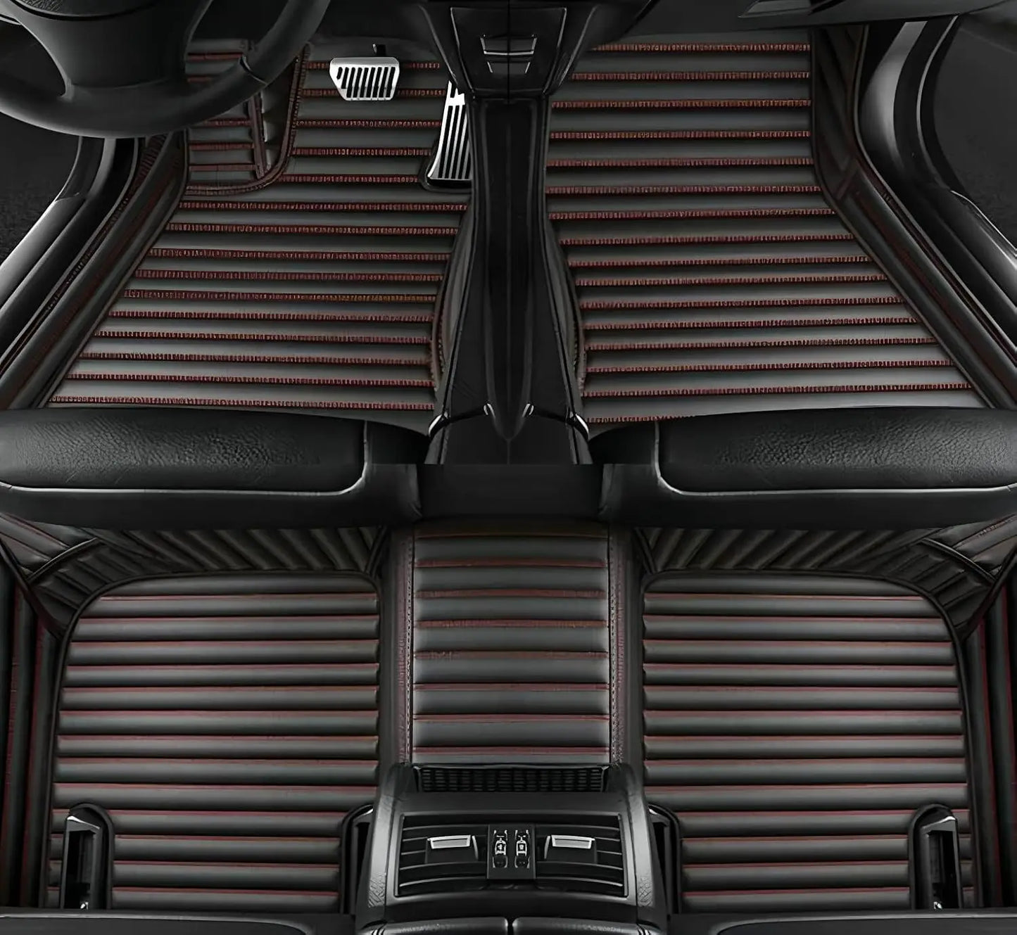 Custom Car Mats For Dacia Duster 2021~2023 Leather All Weather Waterproof Non-Slip Diamond Full Covered Personalized Black Red