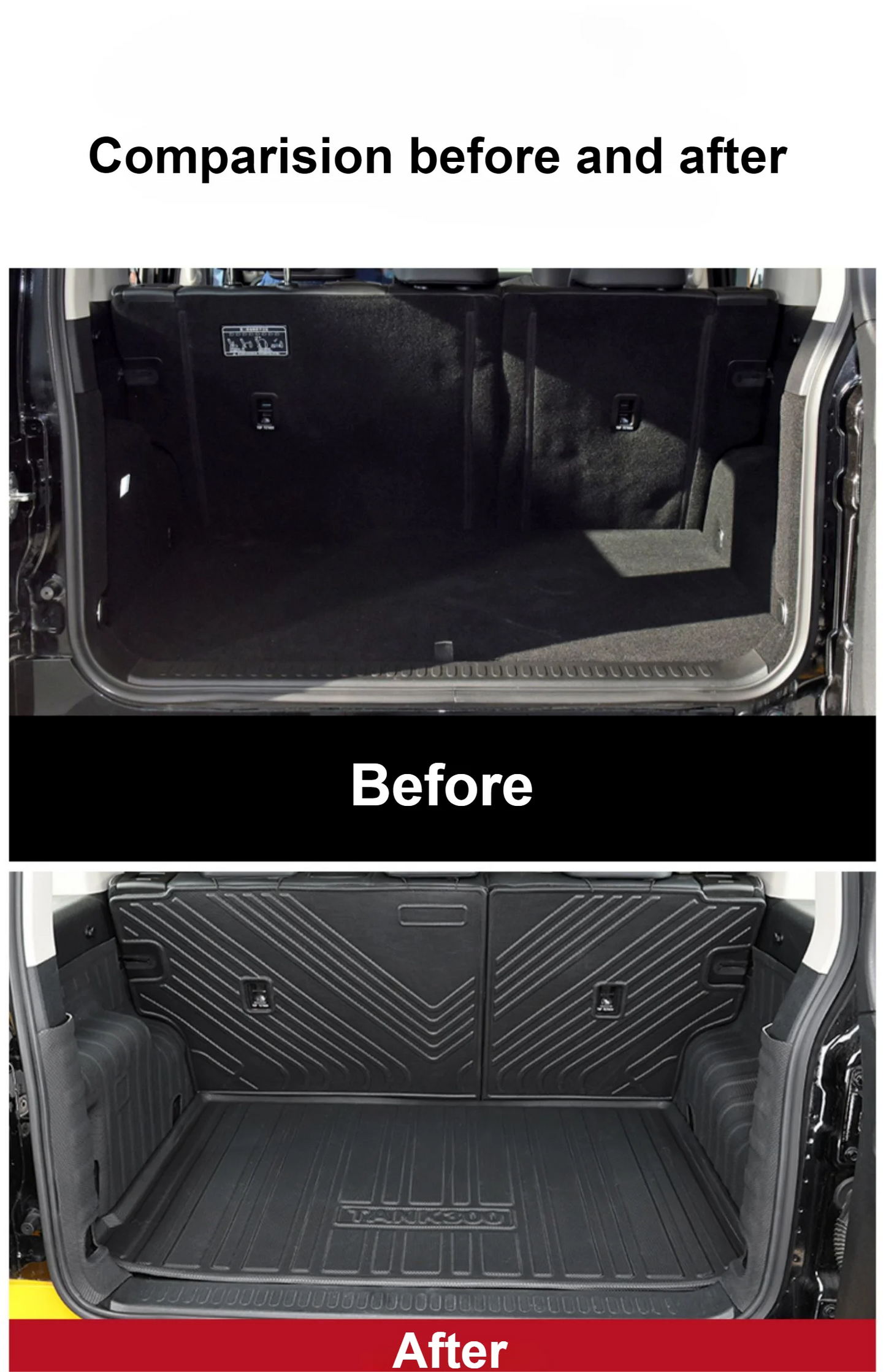 Rear Trunk Mats TPE Waterproof Cargo Liner For GWM Great Wall Tank 300 Full Surround Rear Seat Backrest Protection Pad
