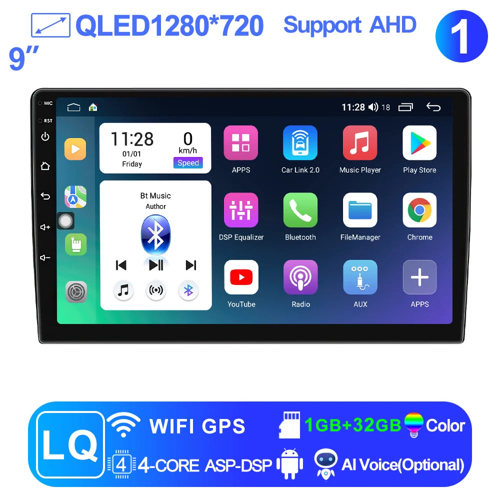 LEHX Universal 9/10 inch Wireless Carplay 2din Android 15 Car Radio Multimedia Video Player AutoRadio GPS Navigation 4G WiFi