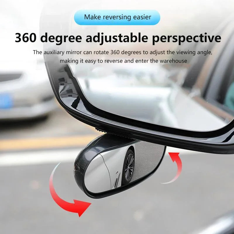 1PC Car Rearview Auxiliary HD Glass Parking Aid Mirror 360-degree Wide Angle Car Blind Spot Mirror Adjustable Rotation
