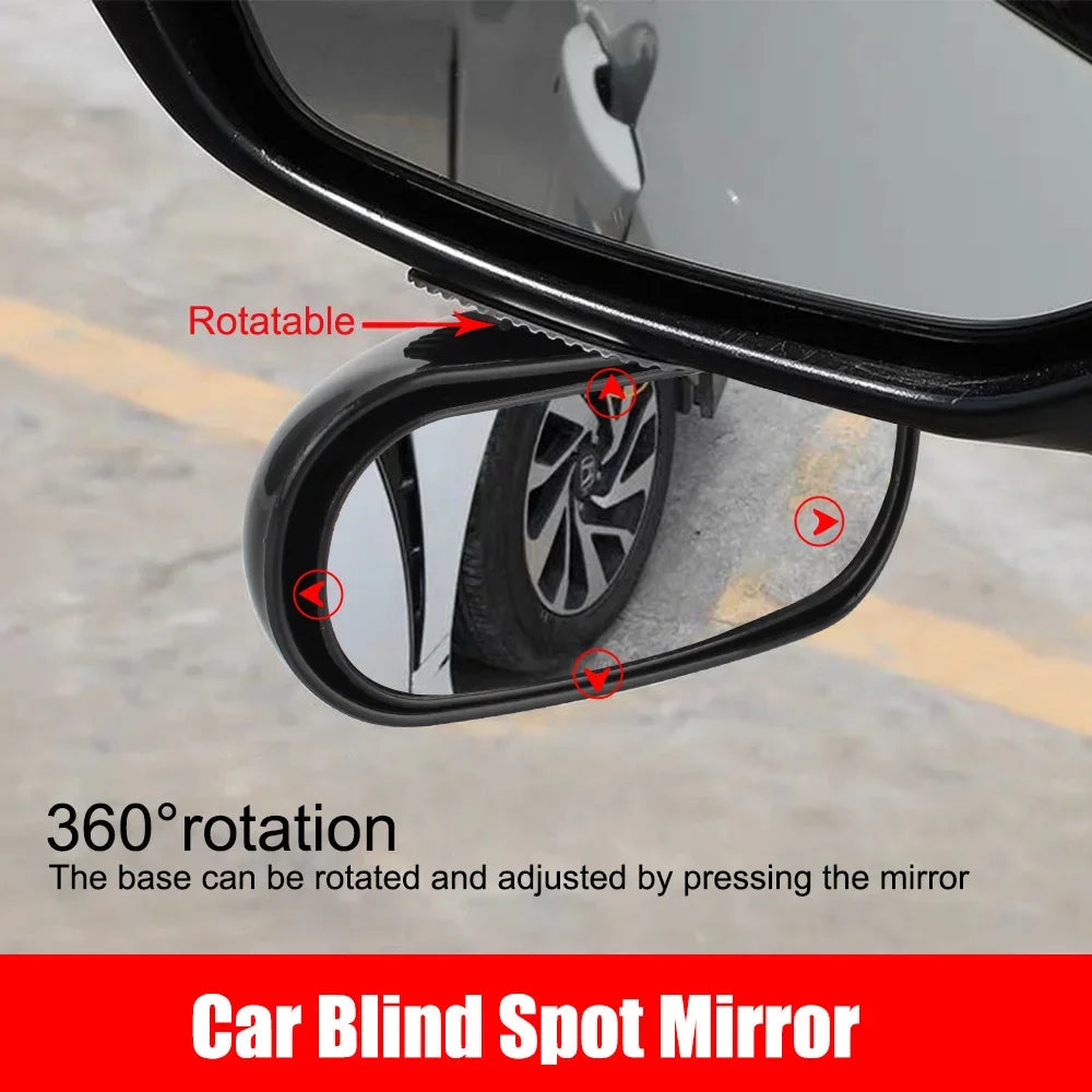 1PC Car Rearview Auxiliary HD Glass Parking Aid Mirror 360-degree Wide Angle Car Blind Spot Mirror Adjustable Rotation