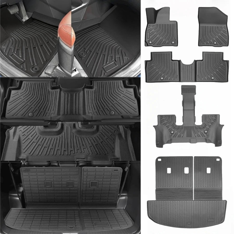TPE Floor Mats For 2026 2025 Hyundai Palisade 7-Seater Cargo Mat Backrest Mat 2nd 3rd Row Car Floor Liner All Weather Protection