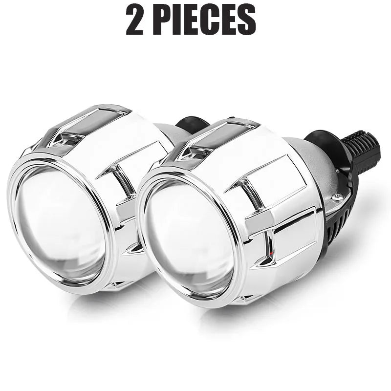 LED Projector Lens 2.5 Inch Bi LED High Low Beam Lights 80mm LED Halo for H4 H7 9005 9006 Car Headlight Bulbs Auto Diodes Turbo