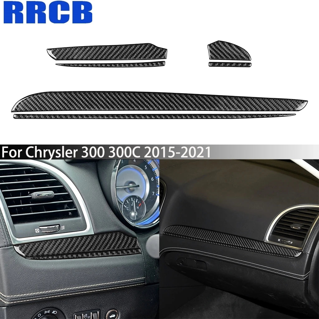 For Chrysler 300 300C 2015-2021 Carbon Fiber Center Console Dashboard Panel Interior Cover Stickers Auto Trim Car Accessories