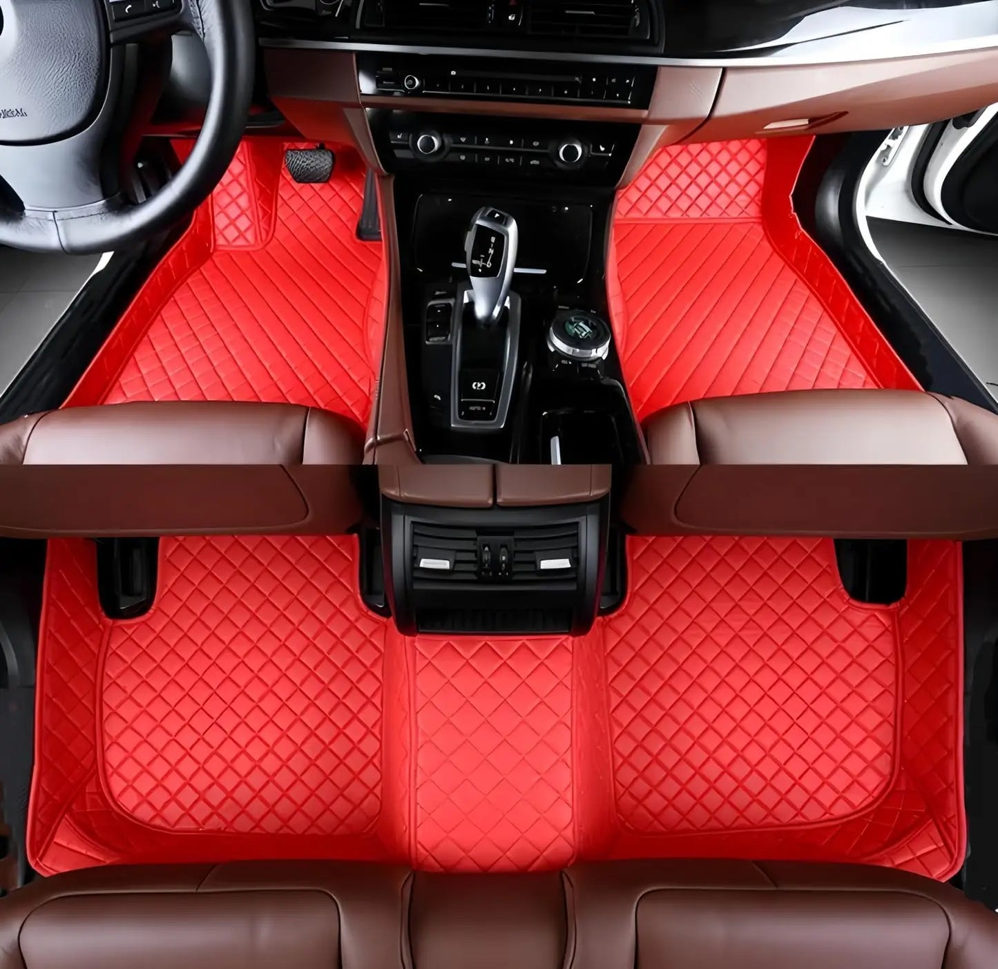 Custom Car Mats For Dacia Duster 2021~2023 Leather All Weather Waterproof Non-Slip Diamond Full Covered Personalized Black Red