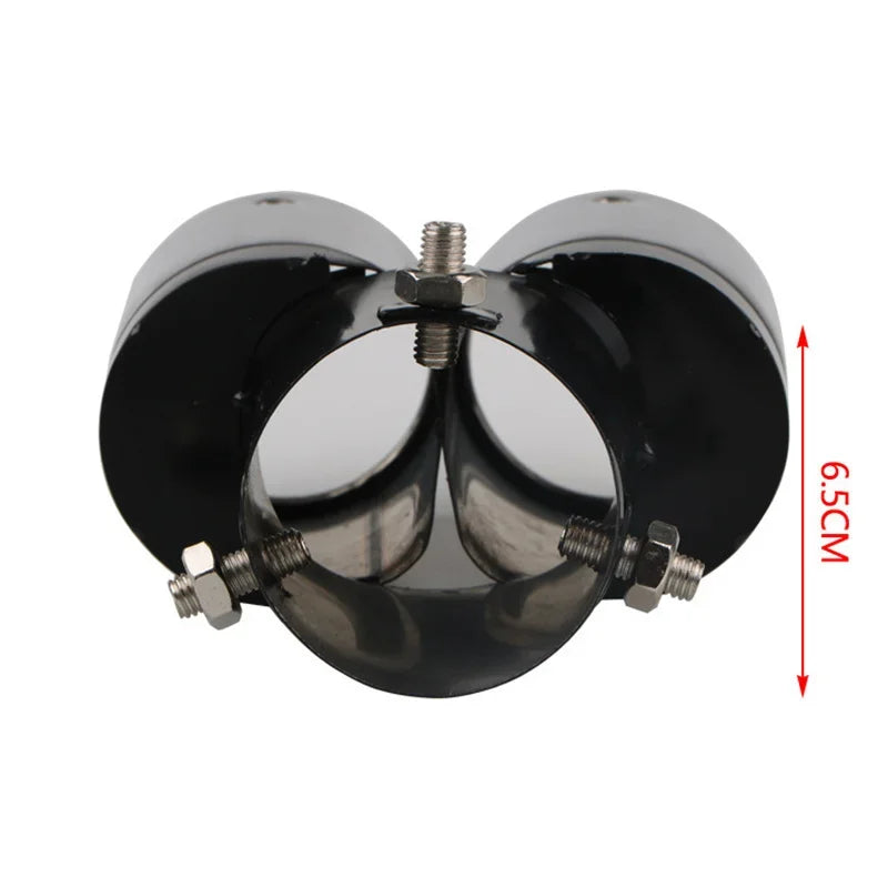 64mm Universal Double Pass Exhaust Pipe Tip Exhaust Silencer Muffler Tip Stainless Steel Pipe Trim Modified Exhause Tail Pipe