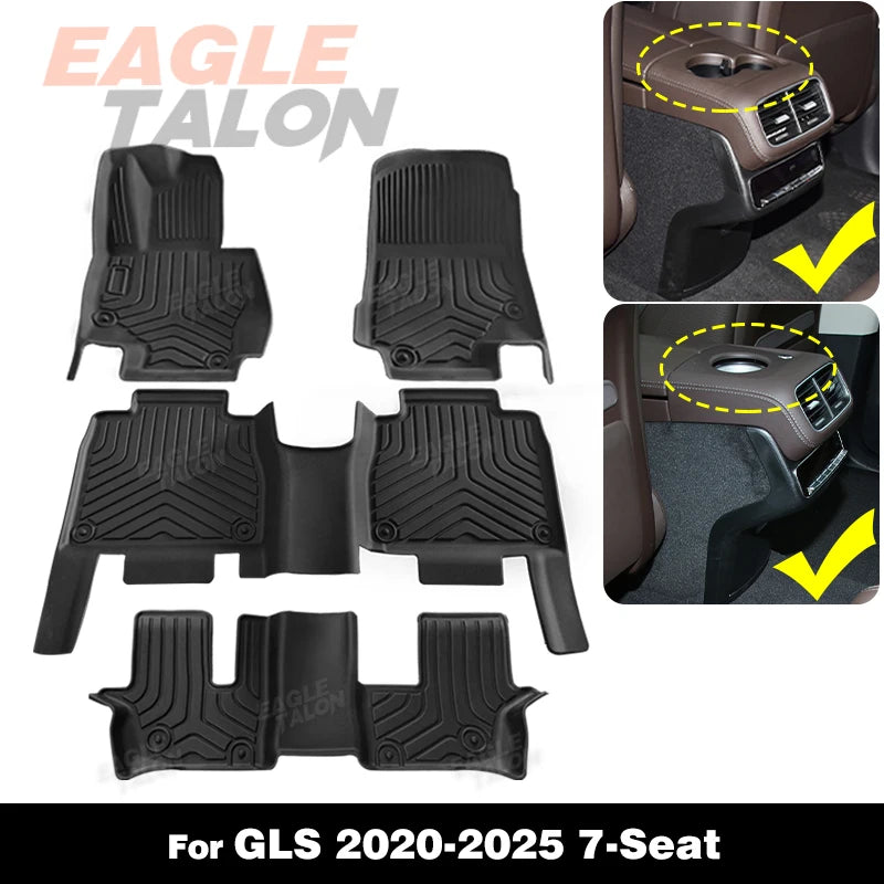For Mercedes-Benz GLS 2020-2025 2024 2023 2022 2021 All-Weather TPE Car Floor Mat Carpet Cover Interior Protector Accessories