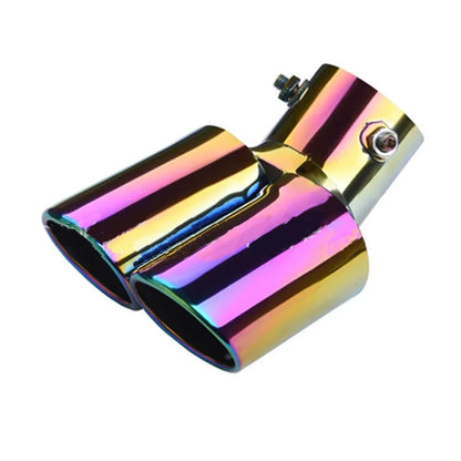 64mm Universal Double Pass Exhaust Pipe Tip Exhaust Silencer Muffler Tip Stainless Steel Pipe Trim Modified Exhause Tail Pipe