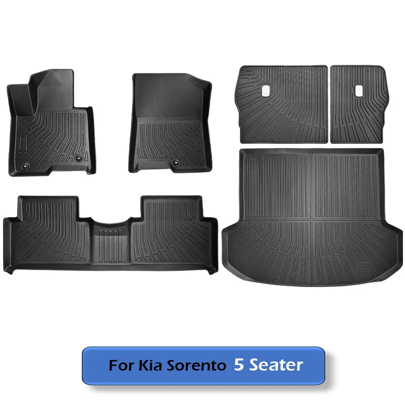 All Weather Floor Mats Cargo Liner for 2021 - 2024 2025 Kia Sorento Hybrid TPE Car Trunk Mat with Backrest Pad PHEV & HEV