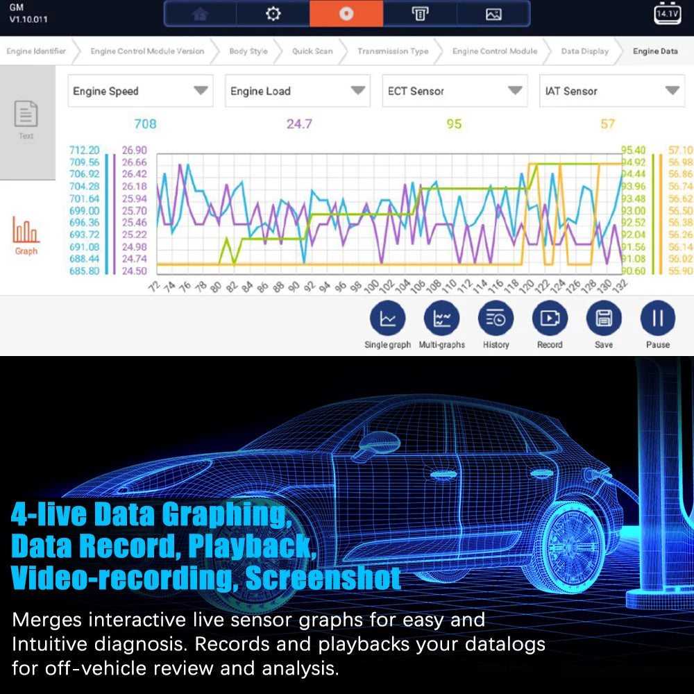 Foxwell GT60 OBD2 Automotive Scanner Biretional Control All System Car Code Reader EPB A/F 24 Reset ODB 2 Car Diagnostic Tool